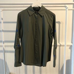 DEVOTION MADE IN GREECE GREEN BLOUSE  EMBROIDERED
